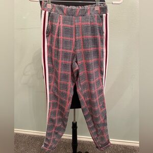 Stylish Plaid Women’s Pants with Red Accents